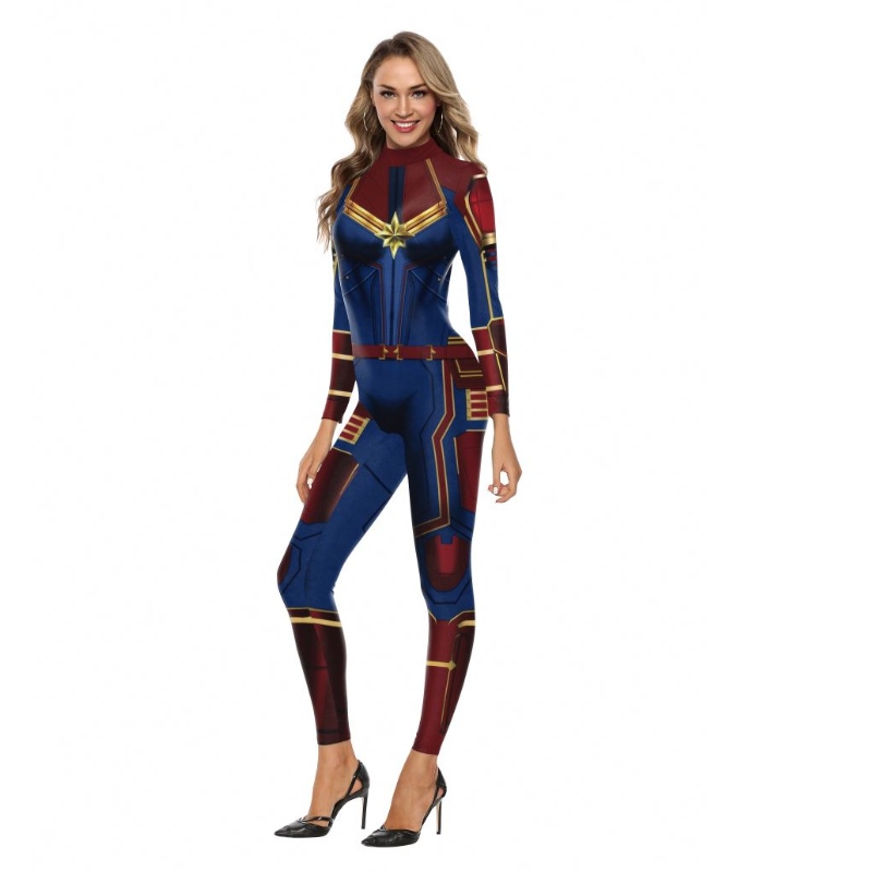 2022 Amazon Neues Design TV&movie Cosplay Kostüm Digitaldruck Wärmeübertragung Kapitän Marvel Charakter Kostüm Ladies BodySuit