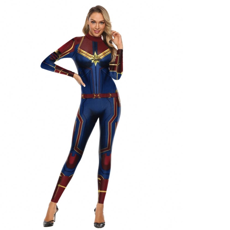 2022 Amazon Neues Design TV&movie Cosplay Kostüm Digitaldruck Wärmeübertragung Kapitän Marvel Charakter Kostüm Ladies BodySuit