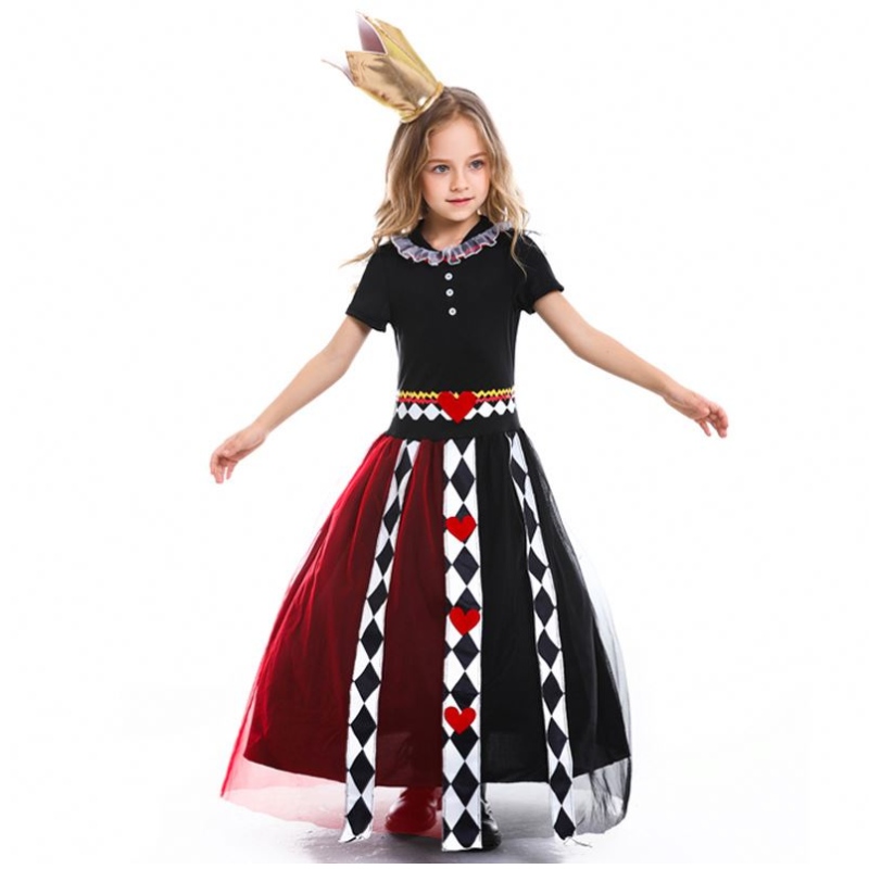 Mädchen Alice im Wunderland Red Queen of Heart Cosplay Kostüm Kinder Halloween Performance Performance Fancy Party Kleid Kinder Königin Cosplay
