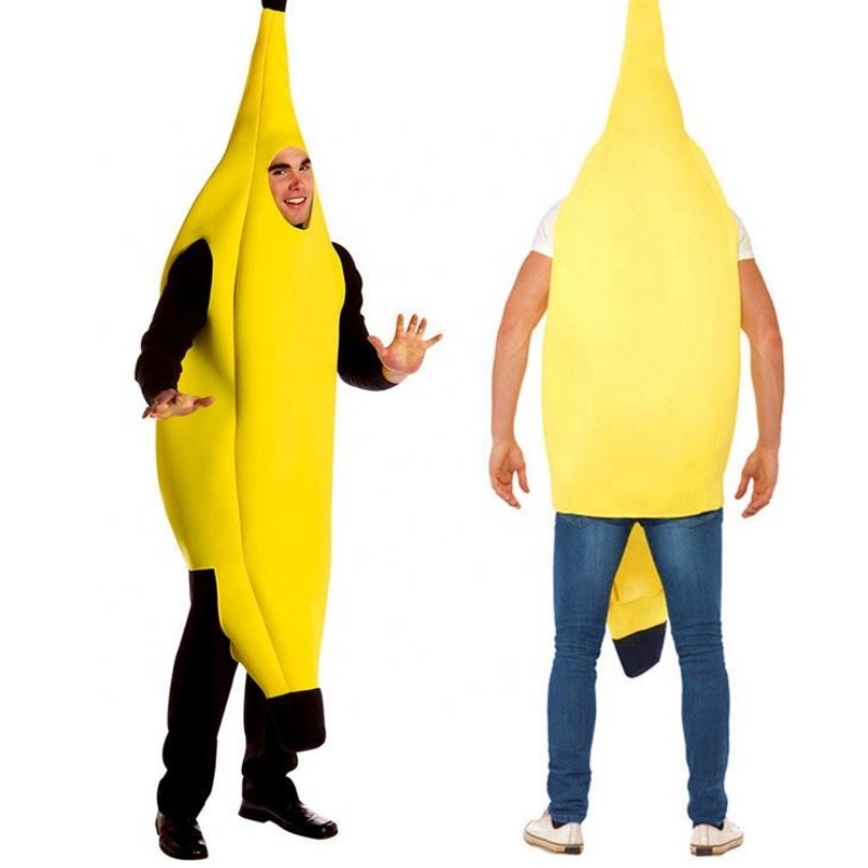 Cosplay -Kreationen attraktiv Bananenkostüm für Erwachsene Deluxe Set für Halloween Dress -up -Party und Roleplay Unisex Bananenkostüm