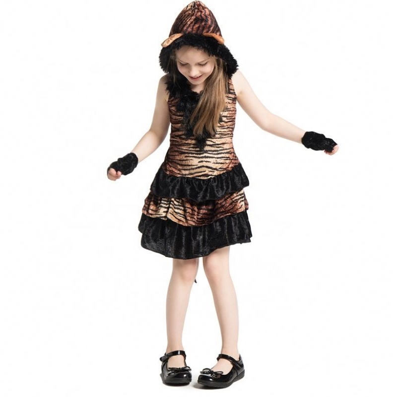 Heißverkaufs Mädchen Halloween Animal Cosplay Kostüm Halloween Party Tiger Fancy Kostüm für Kinder
