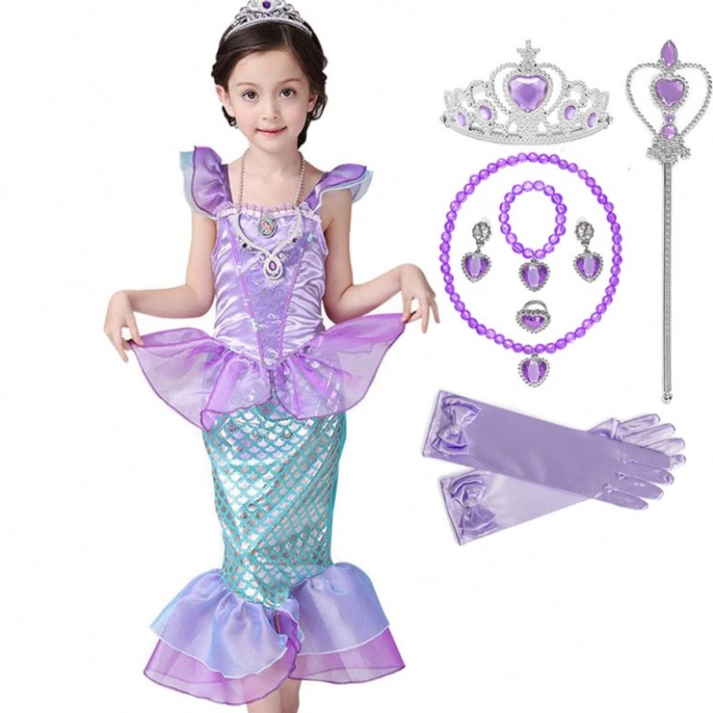 Mädchen Prinzessin kleine Meerjungfrau Kleid Kinder Cosplay Fantastische Kostüm Kinder Karneval Geburtstagsfeier Kleidung Sommerkleid
