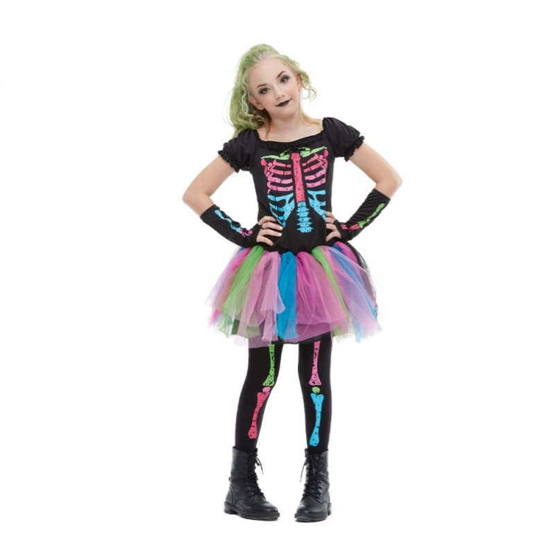 2021 Neuankömmlinge Mädchen Kostüm Kleinkind Funky Punky Bone Kostüm Halloween Kostüm für Kinder