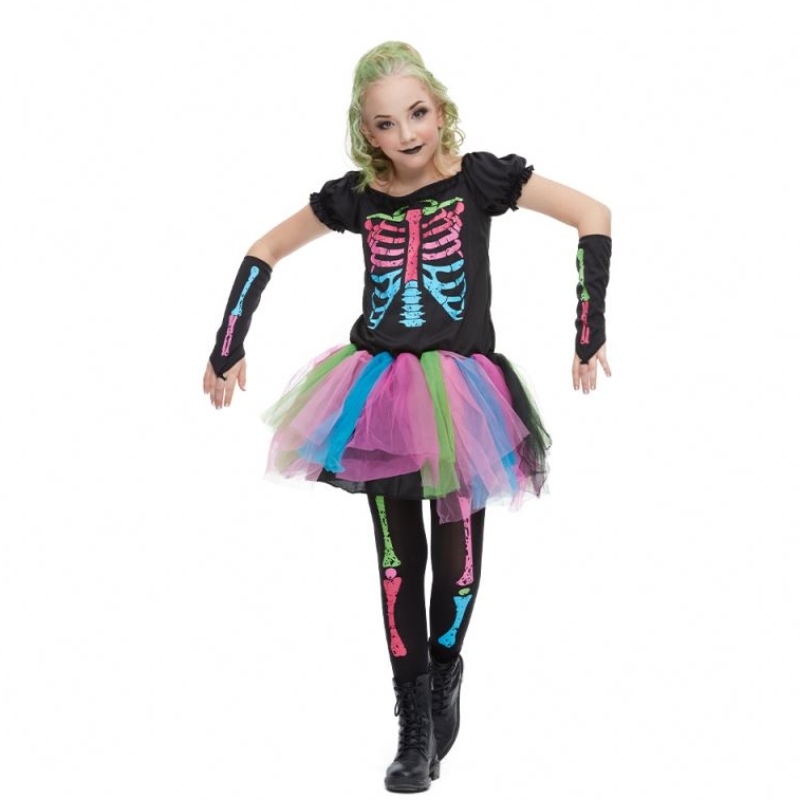 2021 Neuankömmlinge Mädchen Kostüm Kleinkind Funky Punky Bone Kostüm Halloween Kostüm für Kinder