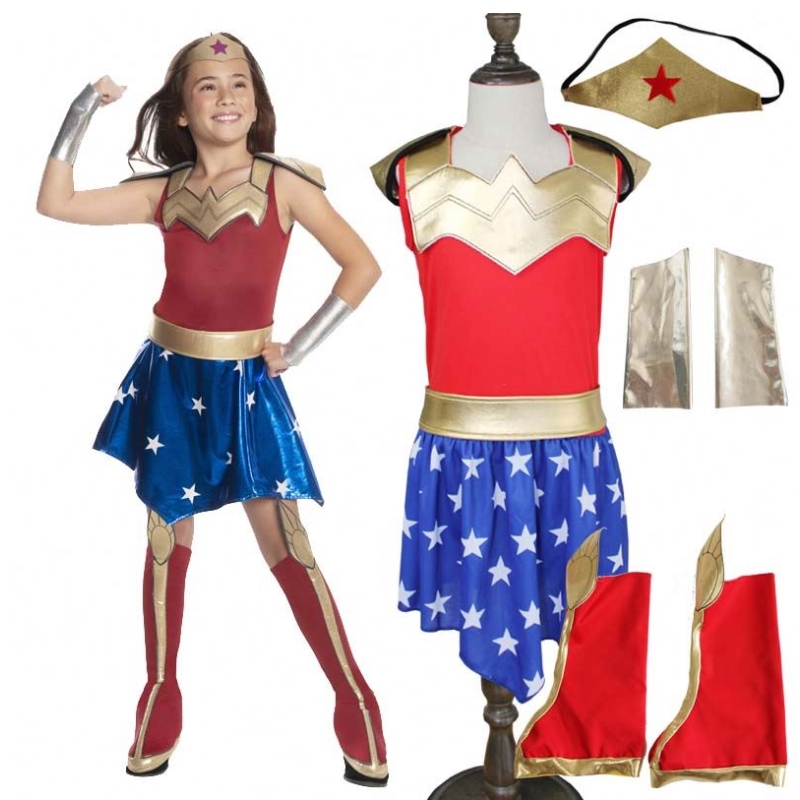 Kinder Super Cosplay Kostüme Super Girls Kleid Superfrau Kleid Super Halloween Kleidung
