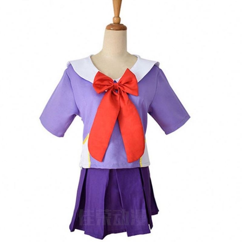 Anime 2. Mirai Gasai Yuno Lolita Sailor Cosplay Kostüm Loli Bow Kurzrock Perücke Länge 80 cm für Frauen