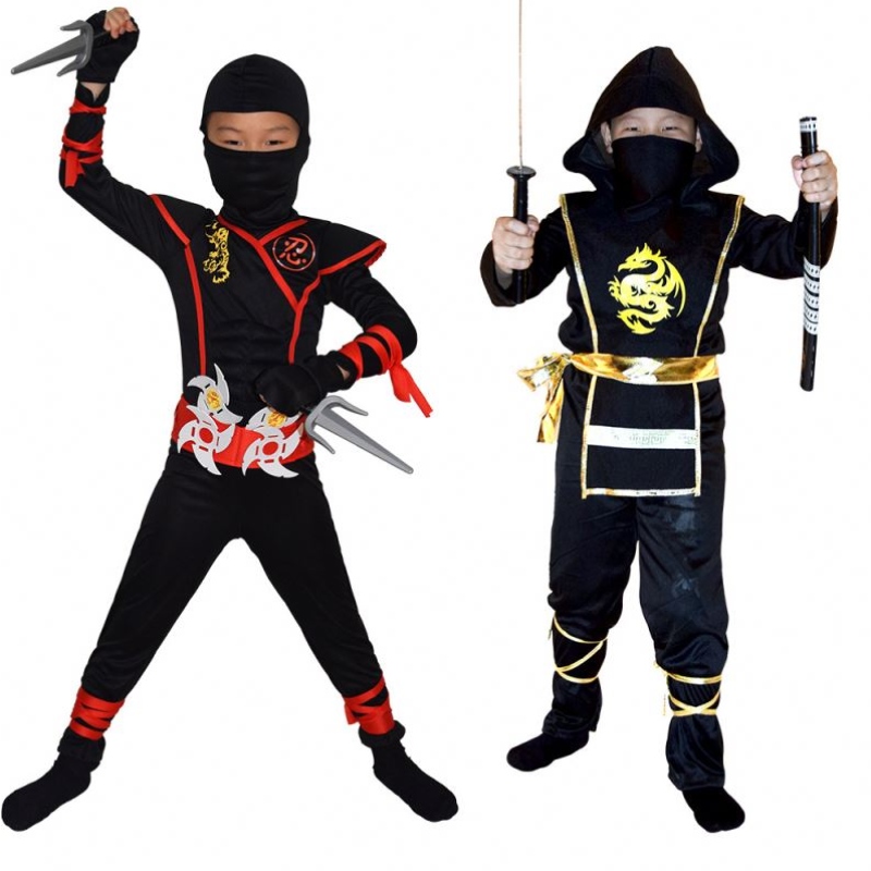 Jungen Mädchen Ninja Cosplay Party Kostüm Kleid Dolch Messer Darts Karneval Helloween Schwertkämpfer Krieger Anzug Kinder Kostüm