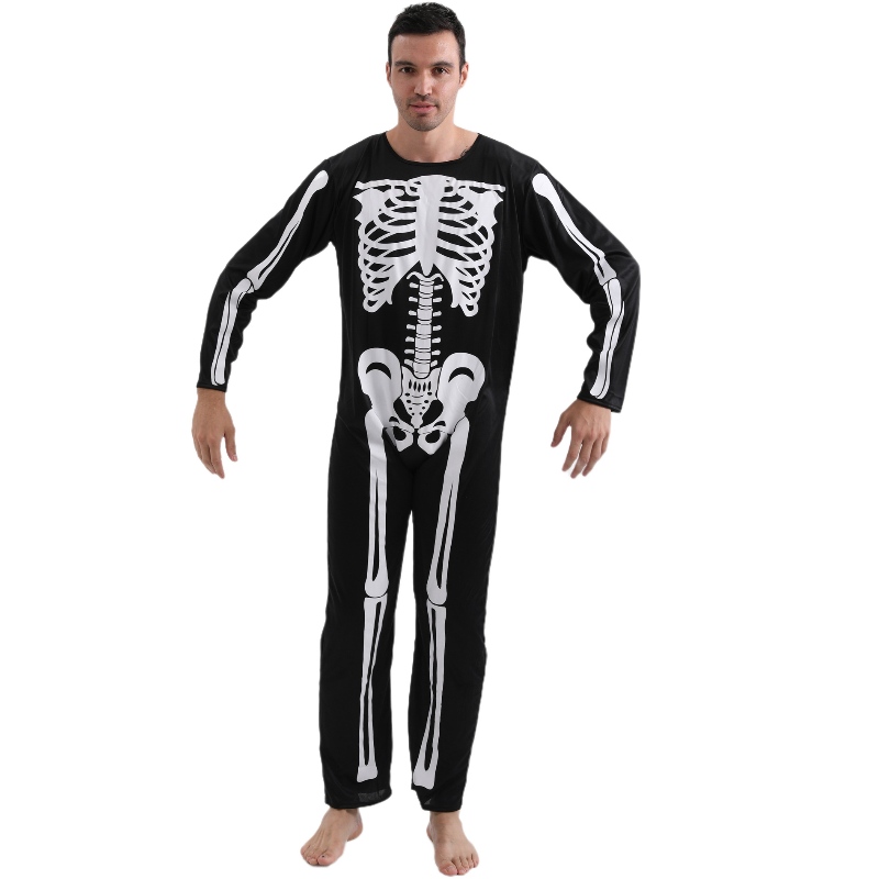 2022 Amazon Erwachsener Jumpsuit Halloween Party Kostüm Overall mit Skelettknochendruck für Männer
