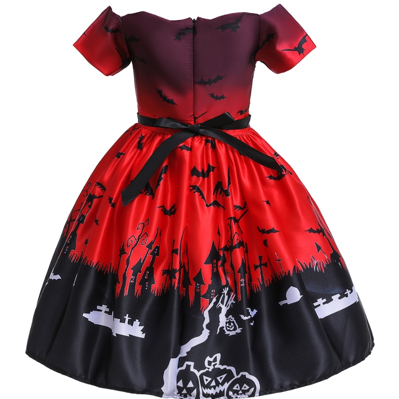 2022 Amazon Halloween Kostüm Cartoon Satin Print Children 's Show -Kleid