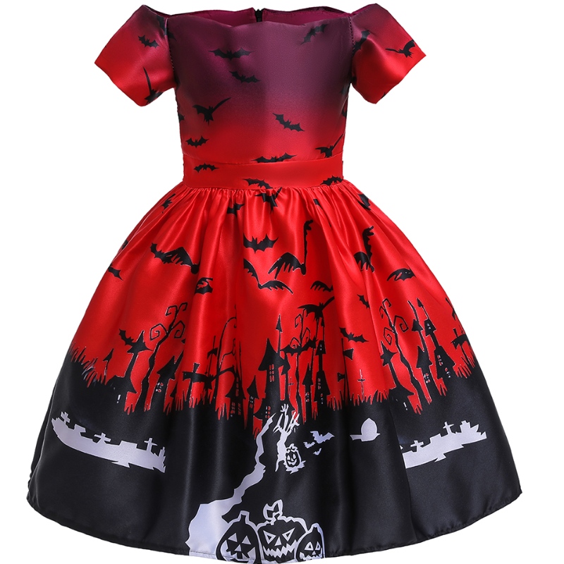 2022 Amazon Halloween Kostüm Cartoon Satin Print Children 's Show -Kleid