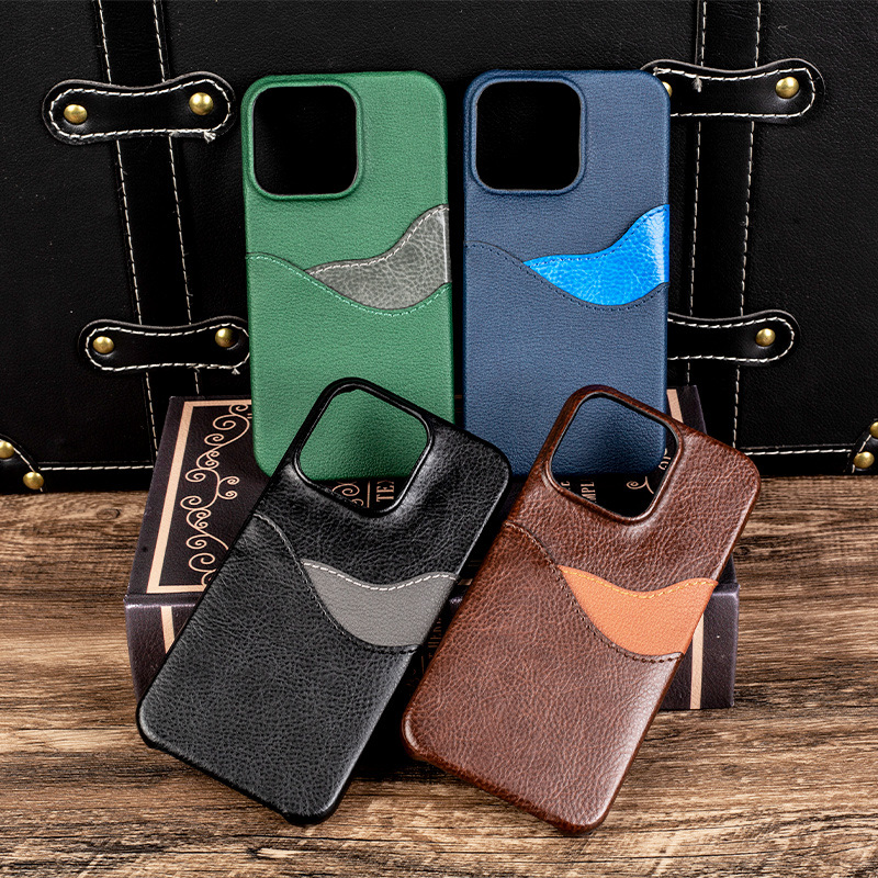 Geeignet für Apple iPhone 14pro Fall, doppelte Kartentasche Farbe passend Lederetui, TPu360 Grad umfassende Schutztasche
