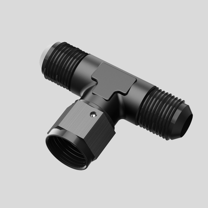 Männliches T-Stück Fitting Adapter mit weiblichem Schwenk auf Seite Schwarz