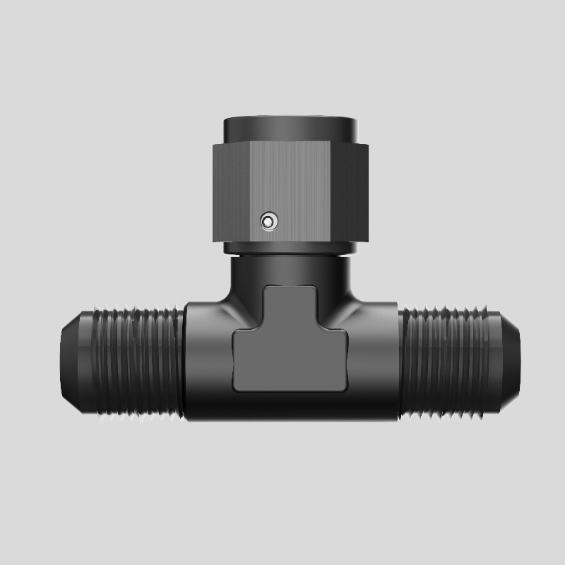Männliches T-Stück Fitting Adapter mit weiblichem Schwenk auf Seite Schwarz