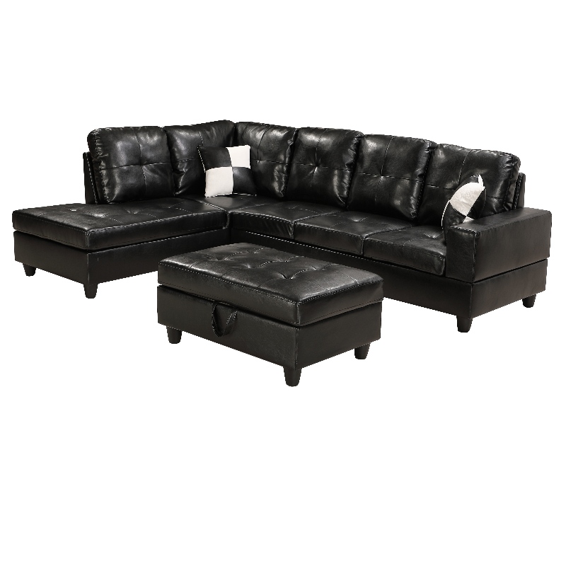 Faux Leder Sektional Sofa Wohnzimmer Sofa Set mit Stauraum