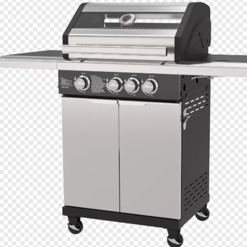 Luxus Garten Gas BBQ Grills Rauchloser Grill Grill Home Party BBQ Grill Trolley mit Kabinett Räder Edelstahl