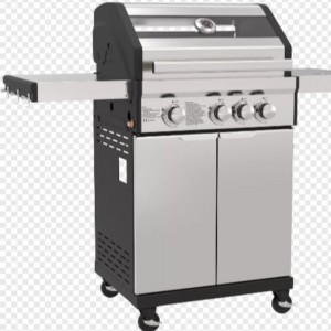 Luxus Garten Gas BBQ Grills Rauchloser Grill Grill Home Party BBQ Grill Trolley mit Kabinett Räder Edelstahl