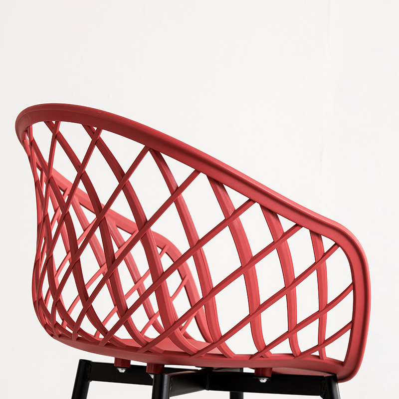 Moderne Outdoor -Möbel PP Plastik Metallic Rahmen Chases Plastique Sessel rote Gartenstühle