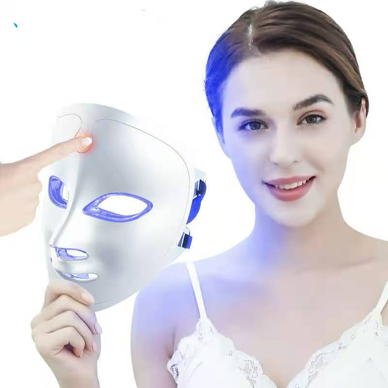 7 Farben Leichte tragbare Gesichts -LED -Gesichtsmaske Lichttherapie für den Heimgebrauch, LED -Licht -Therapie Gesichtsbehältermaske - blaues rotes Licht für Akne -Photonenmaske - Korea -PDT -Technologie für Akne -Reduktion