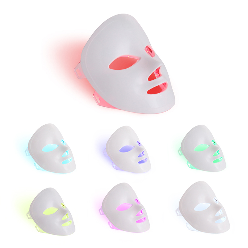 7 Farben Leichte tragbare Gesichts -LED -Gesichtsmaske Lichttherapie für den Heimgebrauch, LED -Licht -Therapie Gesichtsbehältermaske - blaues rotes Licht für Akne -Photonenmaske - Korea -PDT -Technologie für Akne -Reduktion