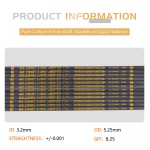 Elongarrow 32 Zoll 3,2 mm hoher Modul -Kohlefaserpfeilschacht für Bogenschützen