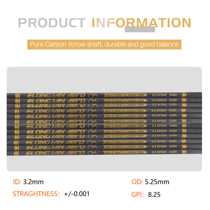 Elongarrow 32 Zoll 3,2 mm hoher Modul -Kohlefaserpfeilschacht für Bogenschützen