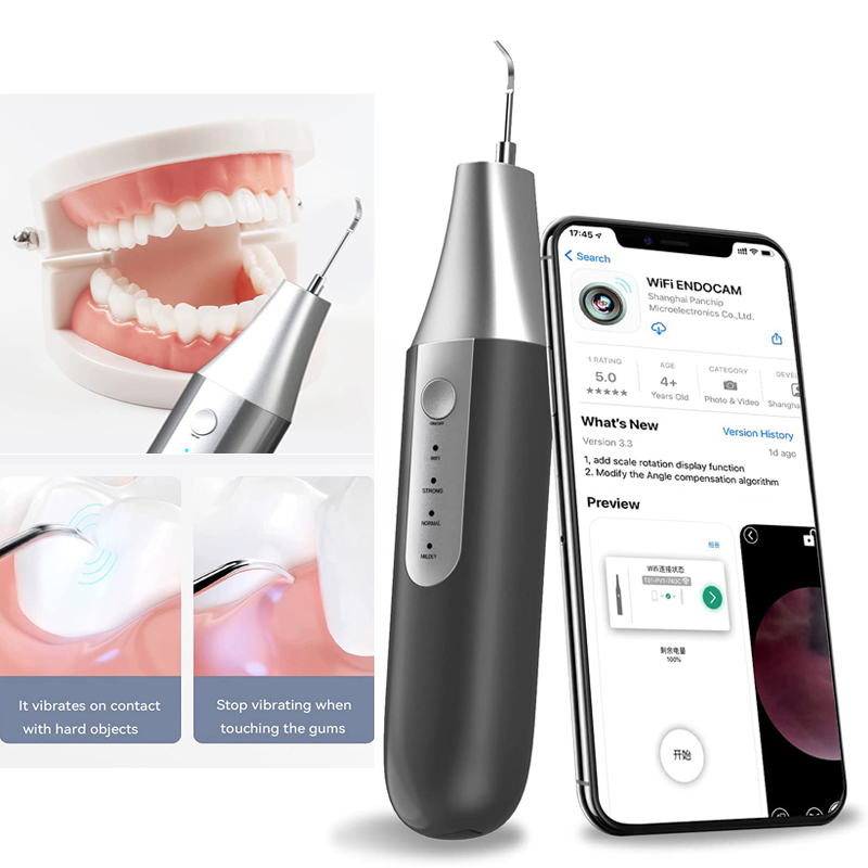 Verknüpfbarer WI Fi Sichtbares Ultraschallzahnreiniger - Erwachsener Zahnreiniger -Kit -Zahnplaque -Entferner, App für iPhone und Android