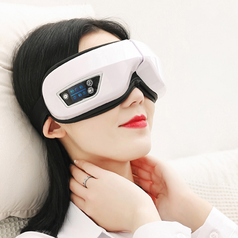 6d Electric Heated Airdruck Augenmassager mit Hitze, Vibration Bluetooth Music Smart Heated Eye Massager, adaptive Tempelmassage zum Entspannen, Verbesserung der Augenzirkulation, reduzieren trockene Augen, dunkle Ringe, entspannen Sie die Augenbelastung