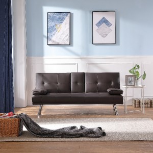 Faux Ledersofa Klappsofa Bett mit Cupeholder