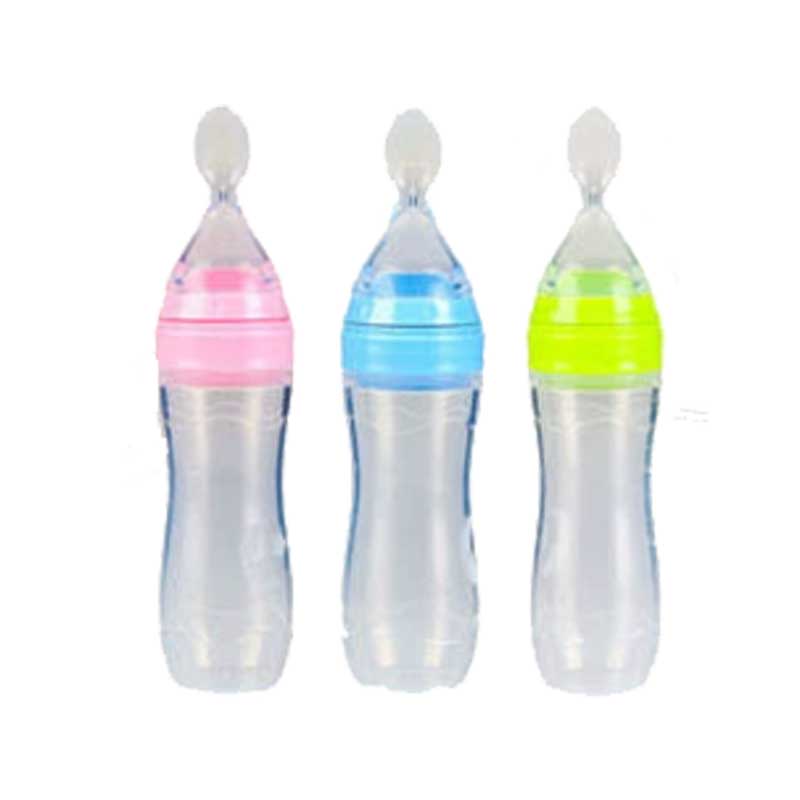 100% Lebensmittelqualität Silikonlöffel Squeeze Reis Paste Baby Fütterung Flasche Silikon Baby Kinder Füttern Obst Schnuller Löffel Flasche