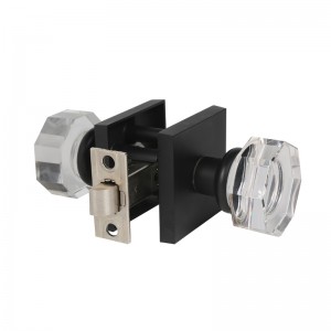 S2603 Klarer Glaskristall -Türknöpfe Innenraum, Oktagon Form Privatsphäre Türknöpfe für Schlafzimmer/badezimmer, matt schwarz