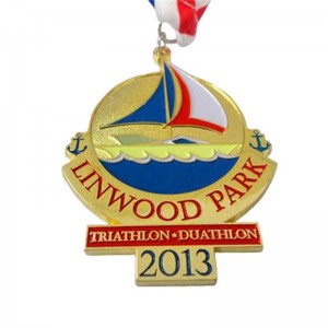 Fashion Design 3D Metal Sports Medal und Trophies Custom Duathlon Triathlon Running Gold Award -Medaille mit Band