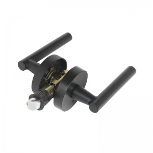 R7506 Schwarzer Türgriff Hebel mit modernem modernem, schlankem Runddesign für Heimschlafzimmer oder Badezimmer Privatsphäre, schlüssellose Türschloss