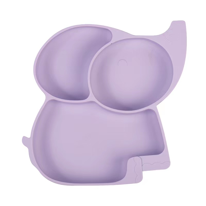 Saugteller für Babys Silikon Elefanten Teller Komplementäres Essen Set für Säuglinge Elefant BPA kostenlos Baby Dinner Bowl Silikon Custom Color Akzeptable Abendessen geteiltes Teller für Kinder