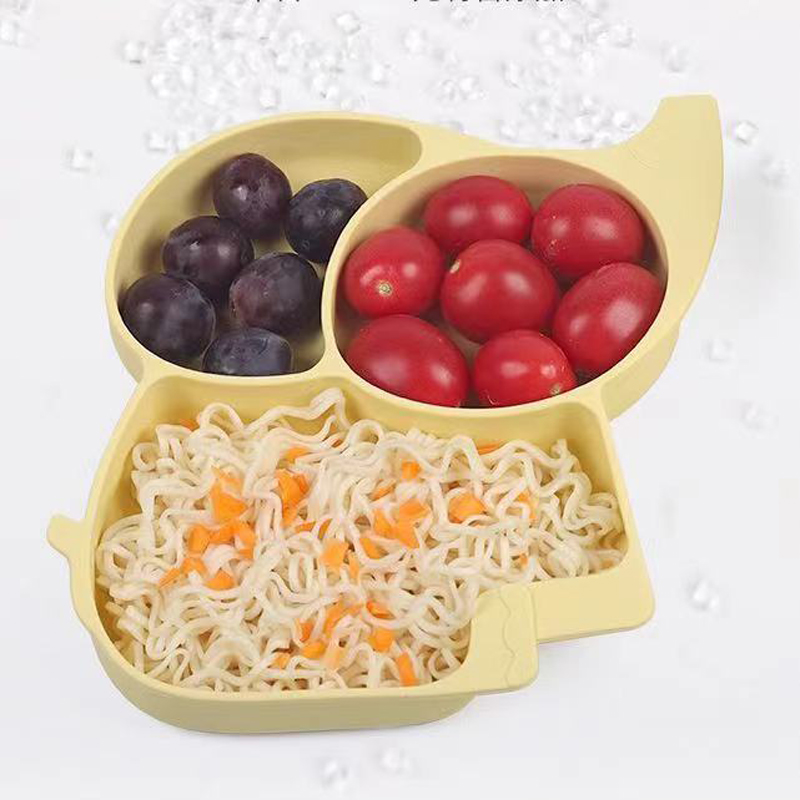 Saugteller für Babys Silikon Elefanten Teller Komplementäres Essen Set für Säuglinge Elefant BPA kostenlos Baby Dinner Bowl Silikon Custom Color Akzeptable Abendessen geteiltes Teller für Kinder