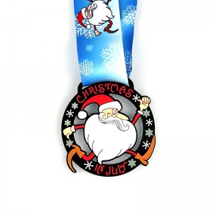 Santa Running Medals Custom Medals Geschenk für Weihnachtsmetallmedaillen mit Edelsteinen