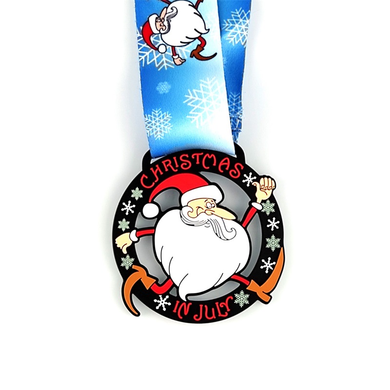 Santa Running Medals Custom Medals Geschenk für Weihnachtsmetallmedaillen mit Edelsteinen