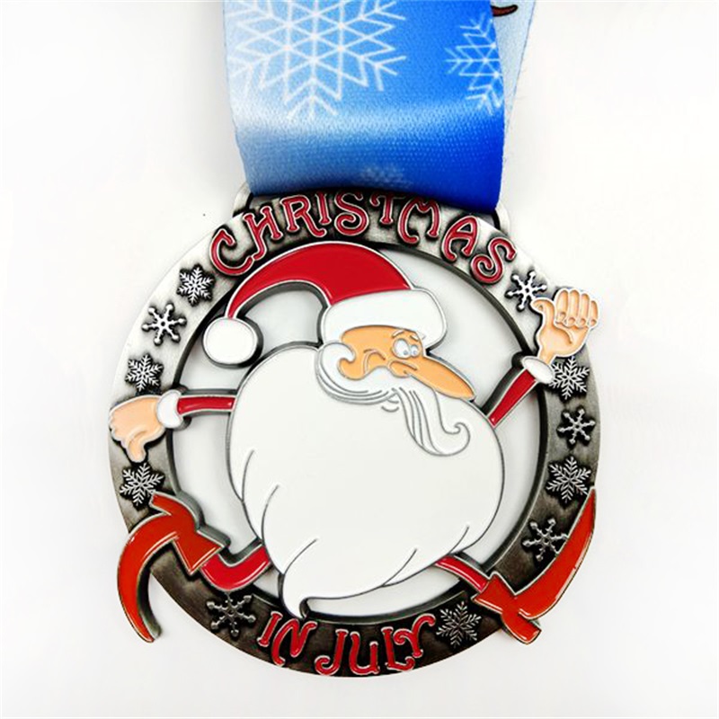Santa Running Medals Custom Medals Geschenk für Weihnachtsmetallmedaillen mit Edelsteinen