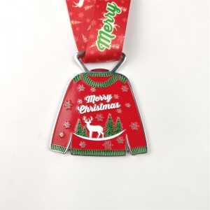 Silbermedaille Santa Running Medaille Custom Medaille Geschenk für Weihnachten