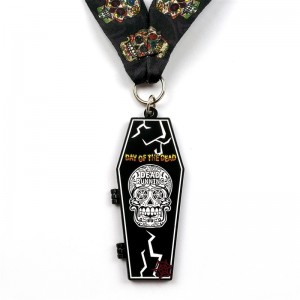 Metal-Die-Guss 7/8-Zoll-Matte Black Metall Medal Halloween Clamshell Sportmedaillen