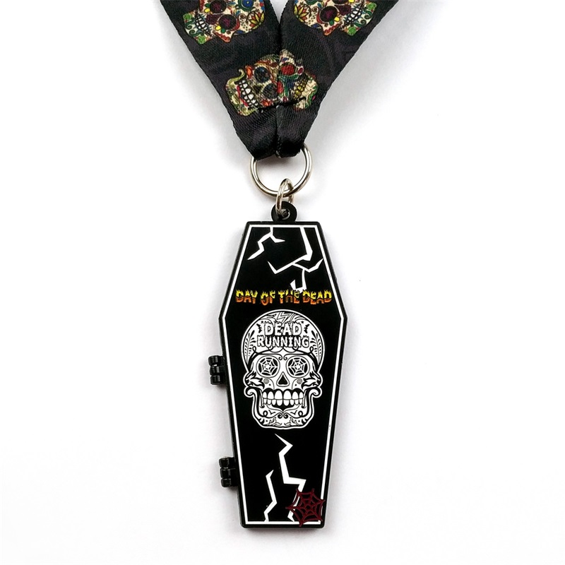 Metallstabguss mattes Black Metall-Medaille Halloween Flip-Open-Sportmedaillen