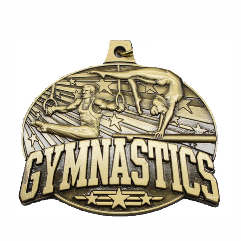 18K Gold plattierte quadratische Rechteck -Medaillon -Anhänger Rhythmische Gymnastikmedaille