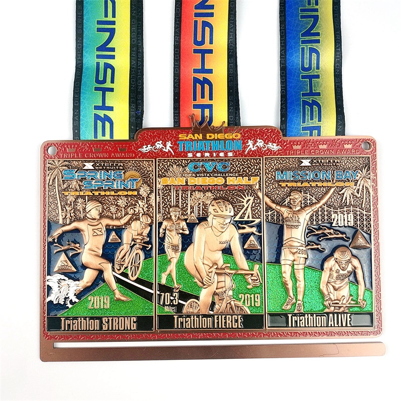 Emaille Medaillion China Sport lauft Militärmarathon Medaillenmedaille 3D -Triathlon -Medaillen