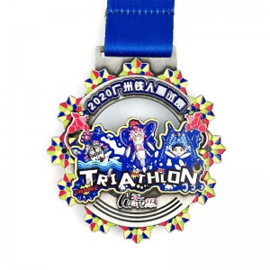 Schöne Designmedaille 3D UV Druck Emaille Medaillon Triathlon Medaillen