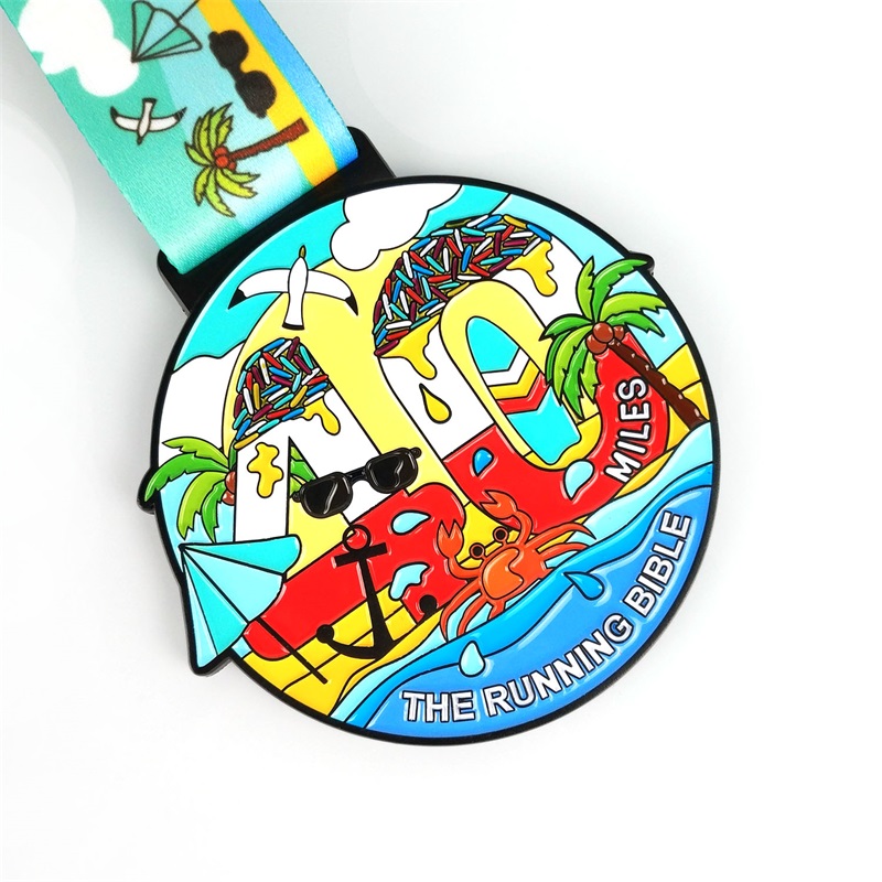 Individuelles Logo mit Band Blank Gold Silber Medaillen Custom Metal Sport Brazil Green Round Marathon Medaille