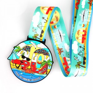 Individuelles Logo mit Band Blank Gold Silber Medaillen Custom Metal Sport Brazil Green Round Marathon Medaille