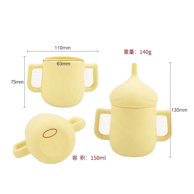 Essen Silikon Baby Strohbecher Kinder Kinder Kinder Kinder trinken BPA kostenlos Silikon Snack Tasse Kleinkinder Sippy Cup mit Griffenhalter