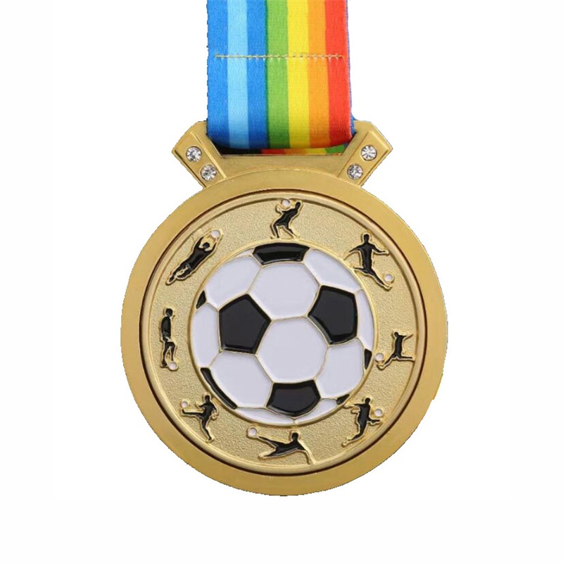 Gag Design Metal 3D Logo Football Soccer Race Sports Gold Award Medaille Factory Custom Medal mit Band