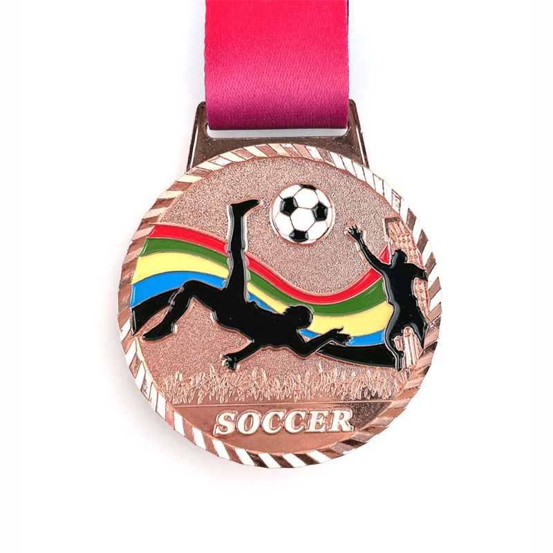 Custom Football Gold 3D -Medaillen Fußball Rennen Running Metal Marathon Sportmedaille mit Band