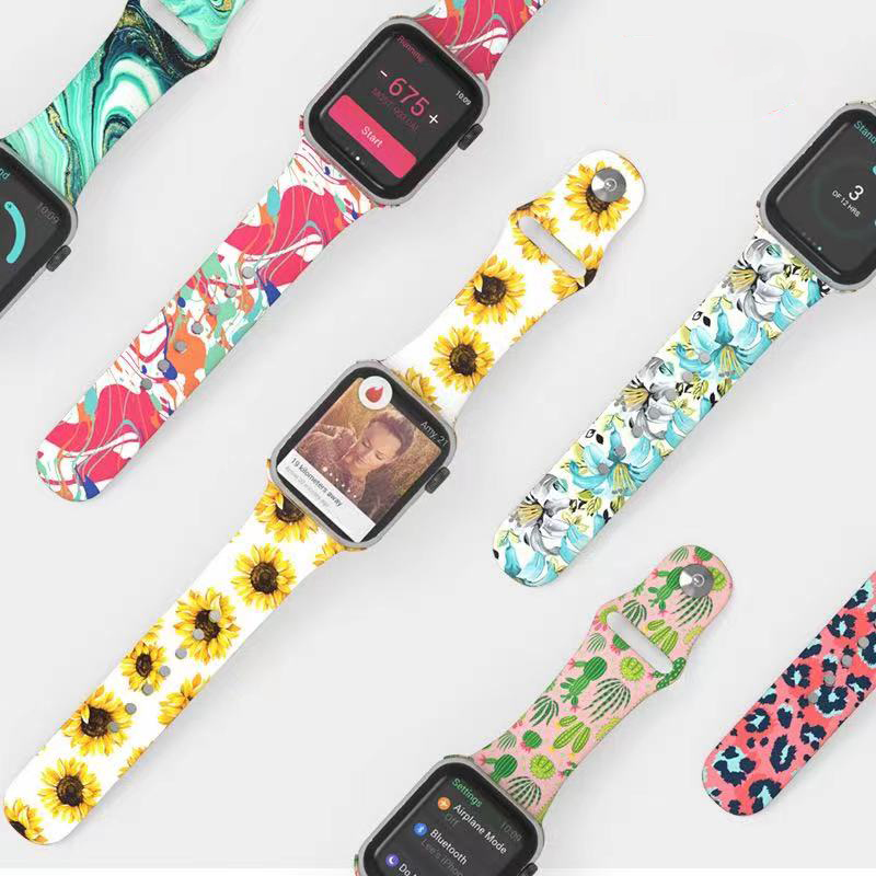 Customized Soft Printed Rubber Sport Silicone Watch -Gurtbänder für Apple iWatch