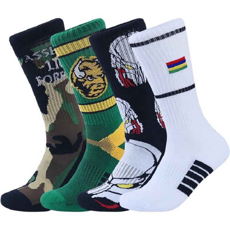 Jacquard Custom Logo Tube Socken Basketball Eliten Männer Crew Sport Radsportsocken